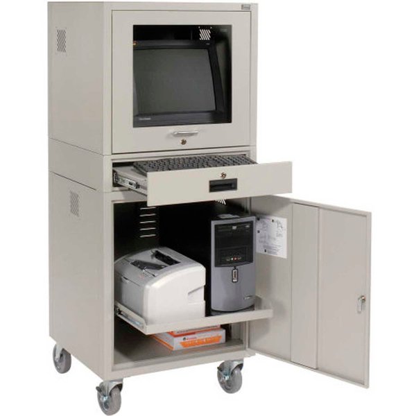 Global Industrial Mobile Security Computer Cabinet, Gray, 24-1/2W x 22-1/2D x 60-3/8H 706669GY